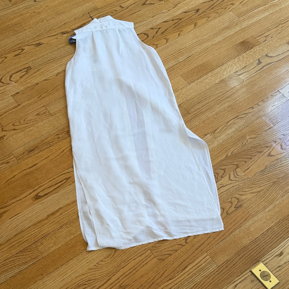 NSF White Sleeveless Shirt-Style Maxi Dress - Picture 4 of 6